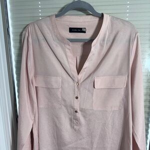 Ivanka Trump Blush Pink Button Blouse Pocket Workwear Top